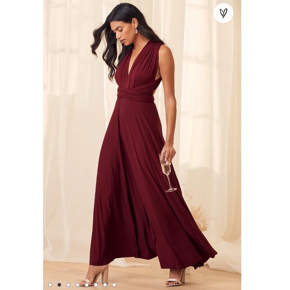 Lulu’s Burgundy Tricks Of The Trade Convertible Maxi Dress - Picture 13 of 13